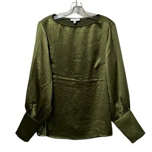 Maison D’Amelie Medium Faux Satin Long Sleeve Career Blouse R9